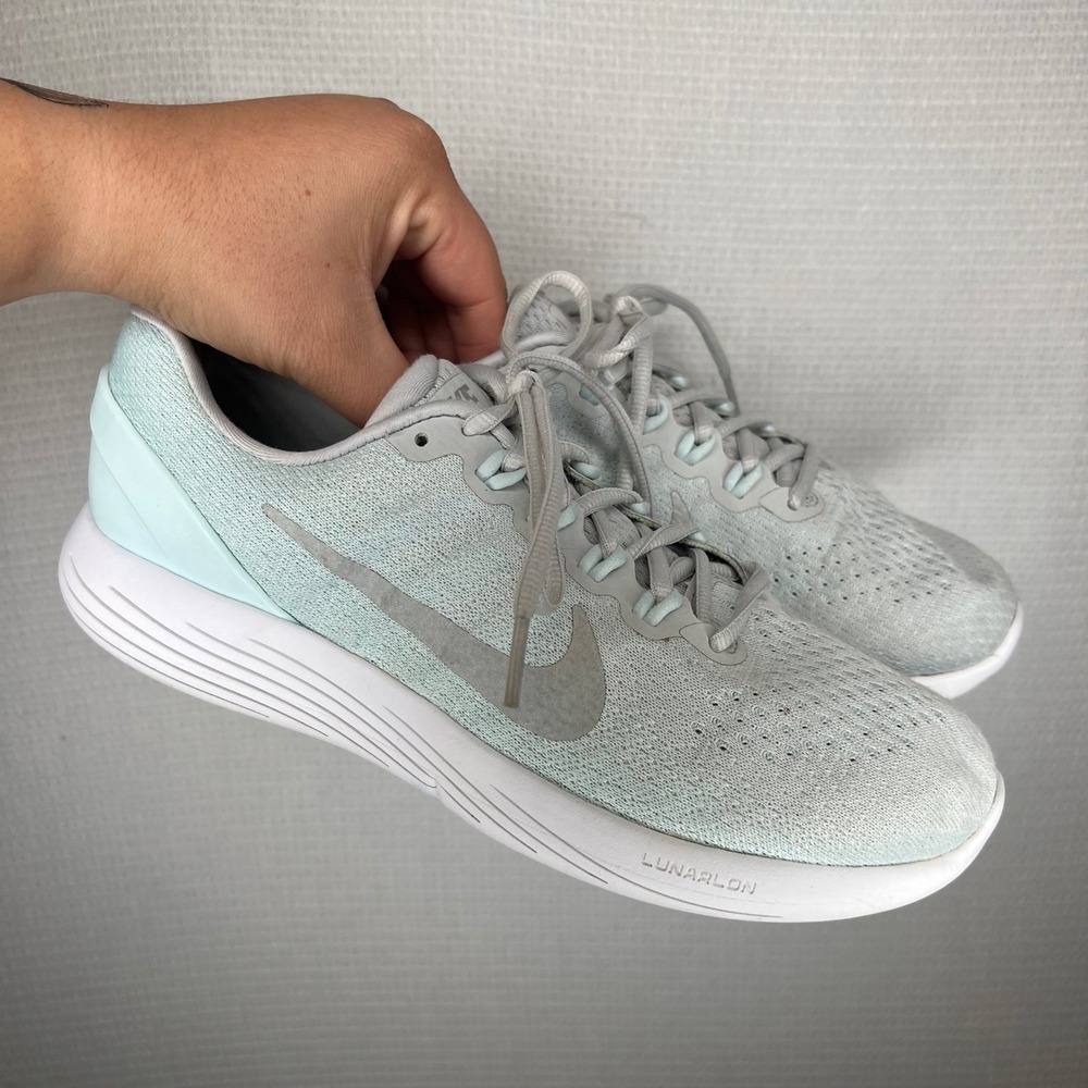 Nike Lunarglide 9 Glacier Blue Wolf Grey Running Shoes 904716-014 Womens 9.5